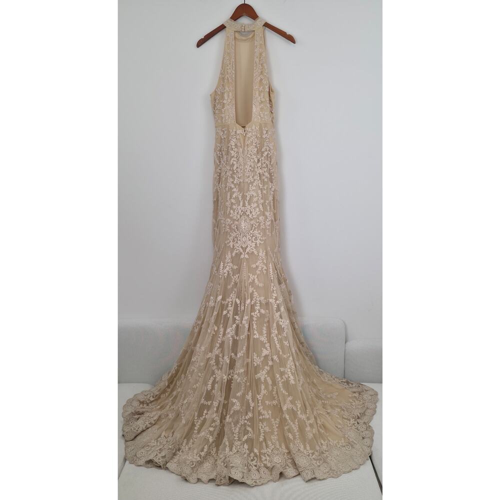 BHLDN Daisy Lace Halter Open Back Wedding Gown Champagne 10 NWT PRICE DROP - Picture 5 of 16